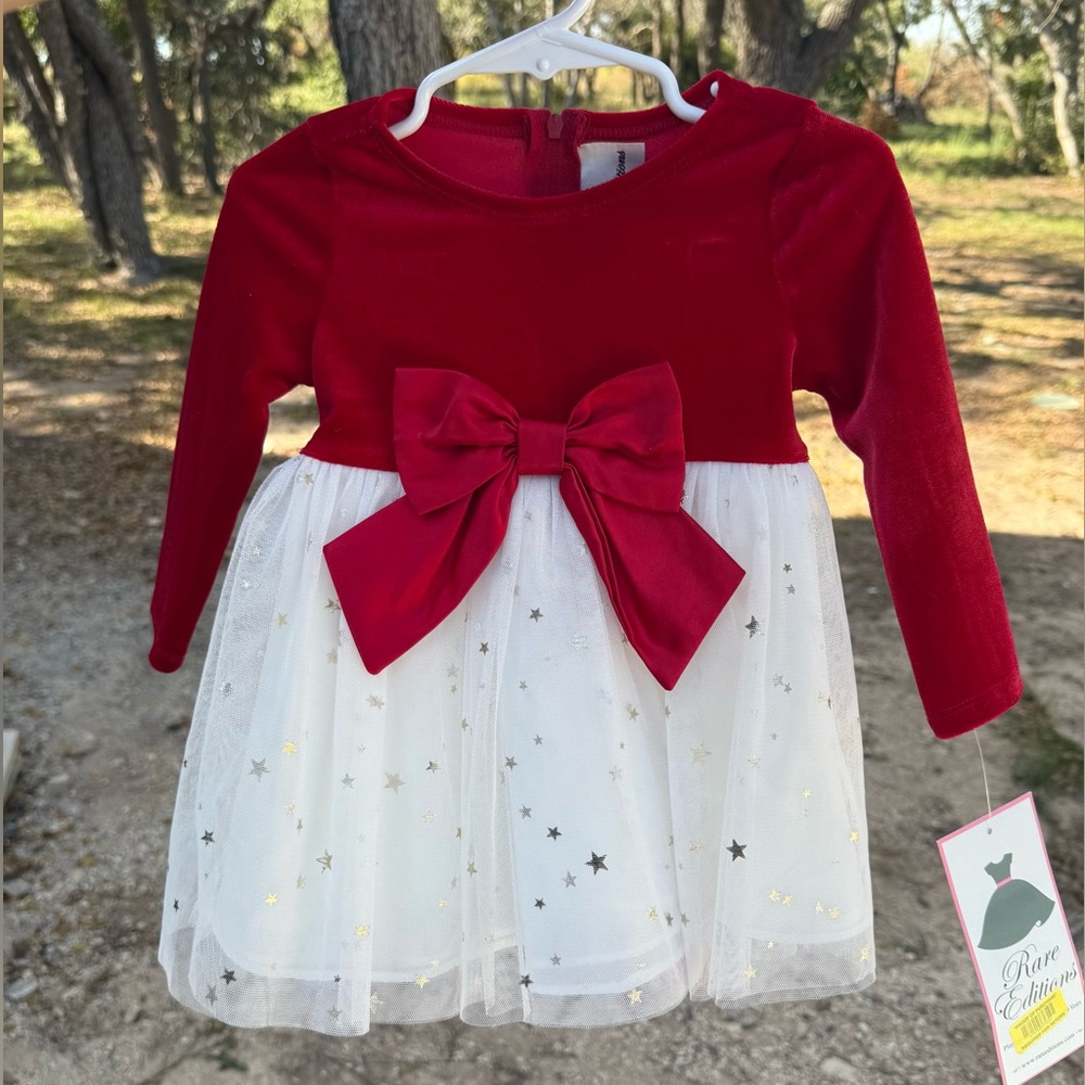 NWT Holiday Red and White Kids Dress with matching pants 18M